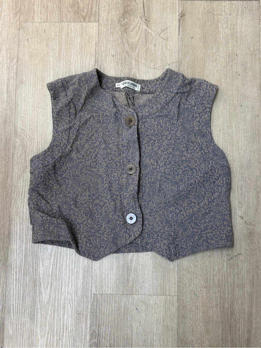 Vintage Giorgio Armani Le Collezioni Vest Sz 10 44 Made Italy Jacquard Cropped